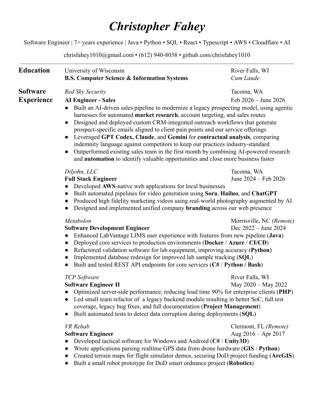 Resume page 1